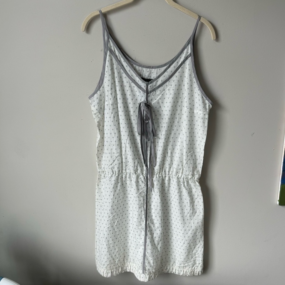 Eve Gravel Jude Silk Blend Heart Pattern Spaghetti Strap Mini Dress Tunic Size L - Picture 2 of 11